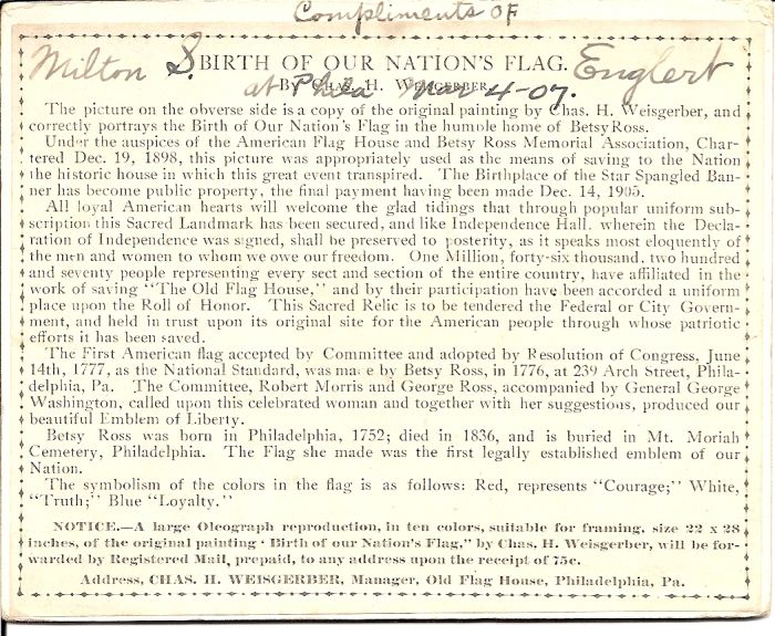 Post Card handed out by Milton D. Englert 1907 Back.jpg