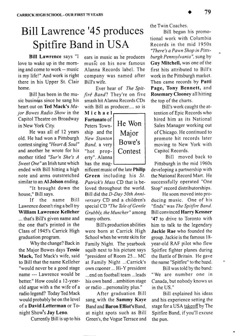 Carrick High School Bill Lawrence '45 Spitfire Band.jpg
