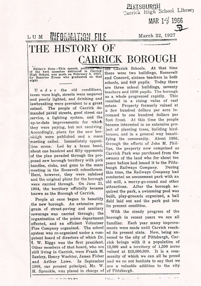 Carrick history carrick high school student.jpg